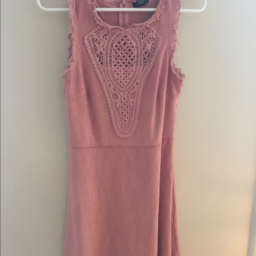 Pink Peplum Suede Dress